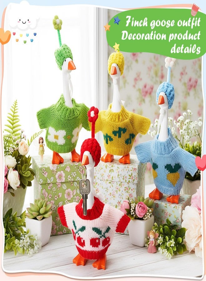 مجموعة SilTriangle المكونة من 4 قطع، 7 بوصات، ملابس صغيرة محبوكة على شكل أوزة، حامل مفاتيح مغناطيسي لطيف على شكل أوزة، ملابس متعددة الألوان للمنزل والمكتب، تمثال بطة مغناطيسي، حامل مفاتيح على الطاولة، هدايا ديكور (نابض بالحياة) - Image 4